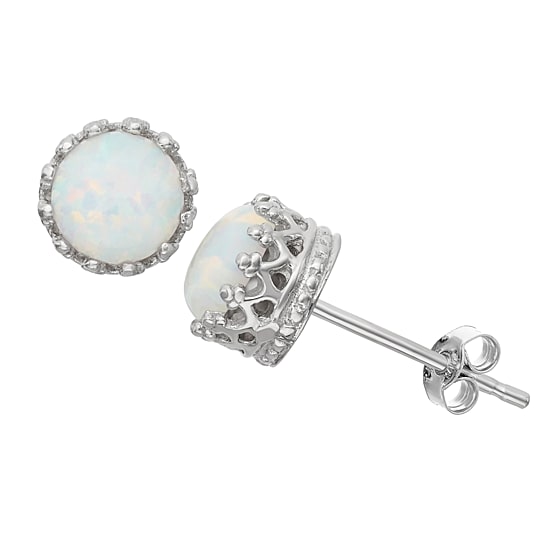Simulated Opal Sterling Silver Earrings