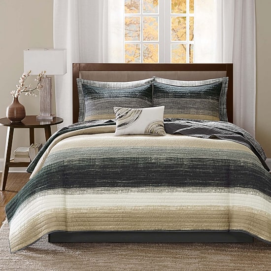 Madison Park Essentials Barret Quilt Set with Cotton Bed Sheets