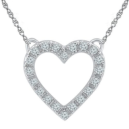 Womens 1/10 CT. T.W. Natural White Diamond 10K Gold Heart 18 Inch Pendant Necklace, One Size