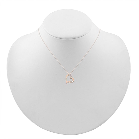 Womens Diamond Accent Natural White Diamond 10K Gold Heart 18 Inch Pendant Necklace