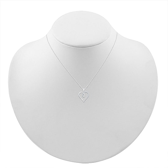 Womens 1/8 CT. T.W. Natural White Diamond 10K Gold Heart 18 Inch Pendant Necklace