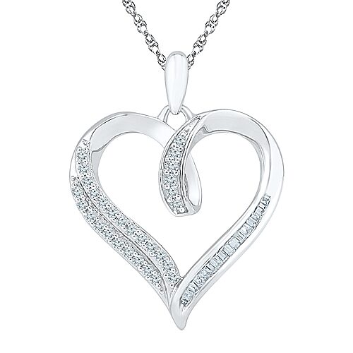 Womens 1/4 CT. T.W. Natural White Diamond 10K Gold Heart 18 Inch Pendant Necklace, One Size