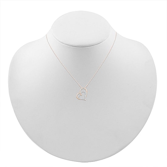 Womens 1/8 CT. T.W. Natural White Diamond 10K Gold Heart 18 Inch Pendant Necklace