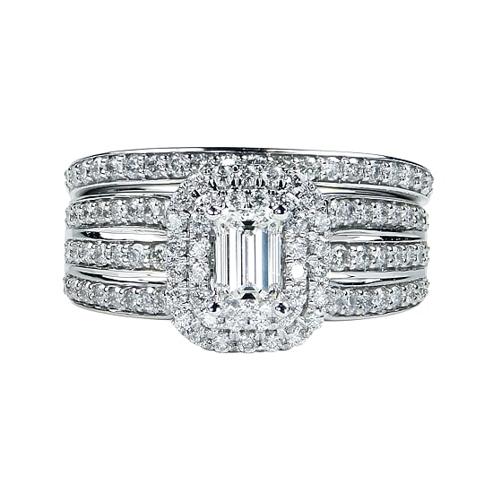 Signature By Modern Bride Womens 1 1/2 CT. T.W. Natural White Diamond 14K Gold Halo Engagement Ring