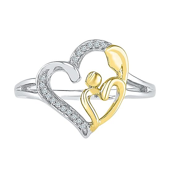 Womens Diamond Accent Natural White Diamond 10K Gold Over Silver Heart Cocktail Ring