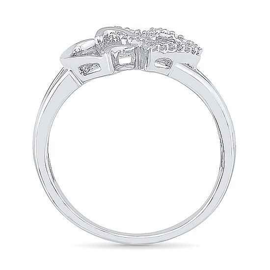 Womens 1/10 CT. T.W. Natural White Diamond Sterling Silver Heart Cocktail Ring