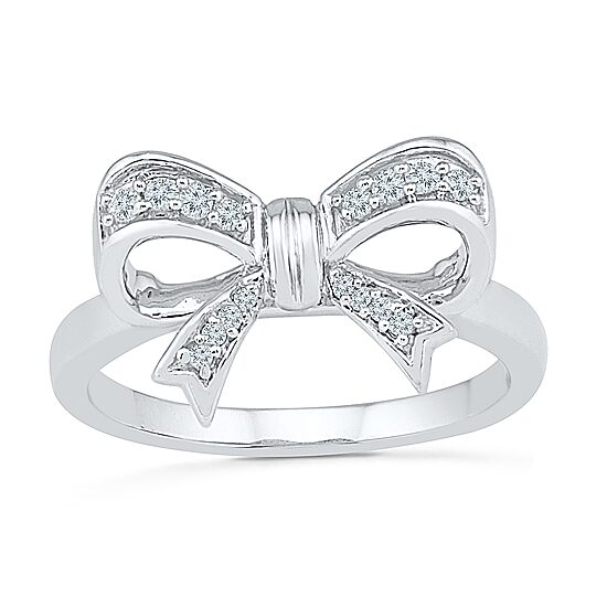 Womens 1/10 CT. T.W. Natural White Diamond Sterling Silver Cocktail Ring