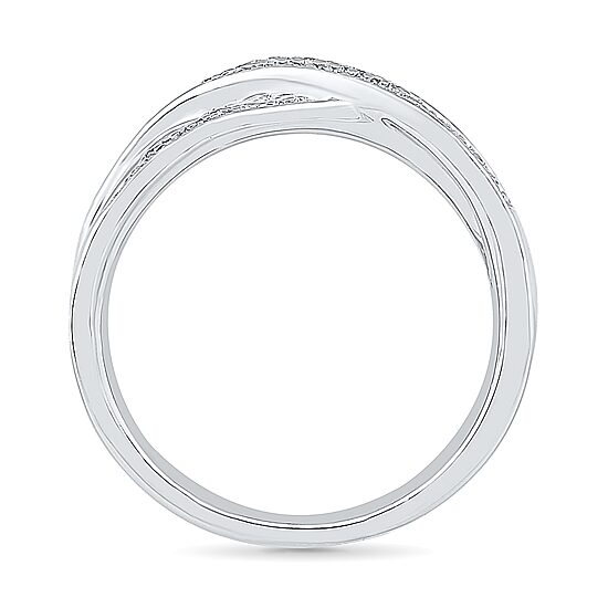 Womens 2MM Diamond Accent Natural White Diamond Sterling Silver Crossover Band