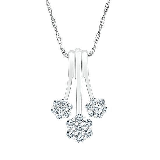Womens 3/8 CT. T.W. Natural White Diamond 10K Gold 18 Inch Pendant Necklace