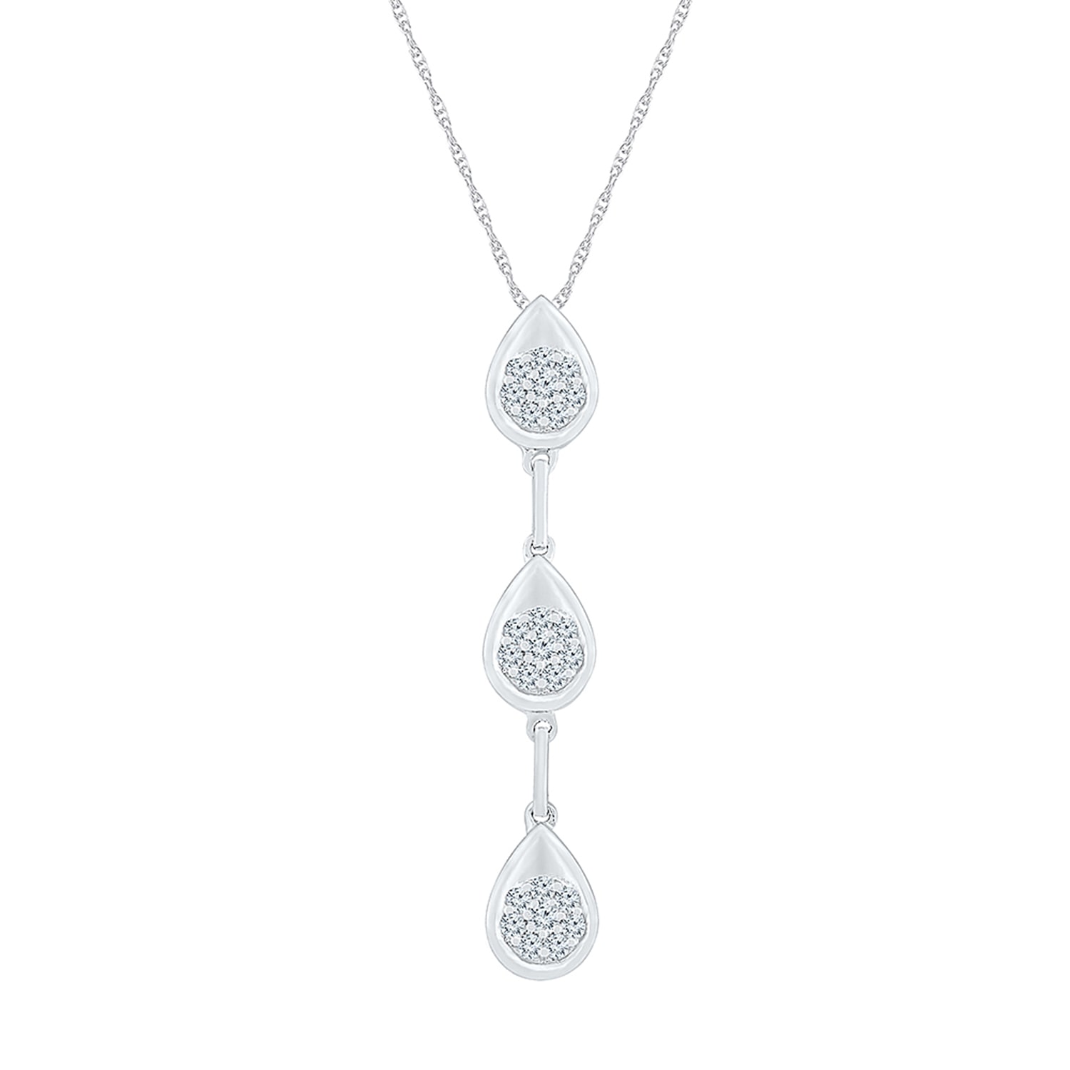 Linear Teardrop Womens 3/8 CT. T.W. Natural White Diamond 10K Gold Pear 18 Inch Pendant Necklace