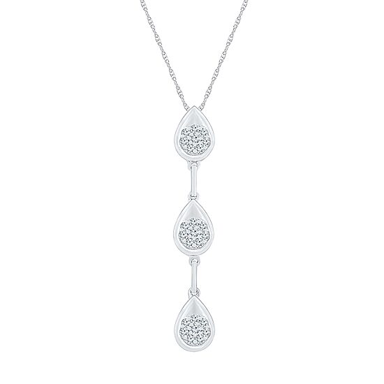 Linear Teardrop Womens 3/8 CT. T.W. Natural White Diamond 10K Gold Pear 18 Inch Pendant Necklace