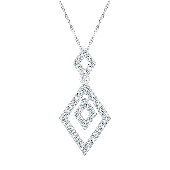 Womens 3/8 CT. T.W. Natural White Diamond 10K Gold Diamond 18 Inch Pendant Necklace