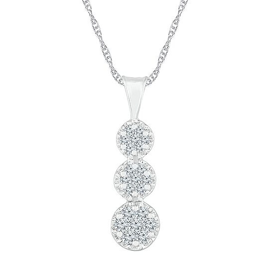 Womens 1/2 CT. T.W. Natural White Diamond 10K Gold 18 Inch Pendant Necklace