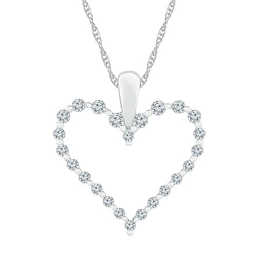 Womens 1/2 CT. T.W. Natural White Diamond 10K Gold Heart 18 Inch Pendant Necklace, One Size