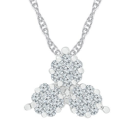 Womens 1/2 CT. T.W. Natural White Diamond 10K Gold 18 Inch Pendant Necklace