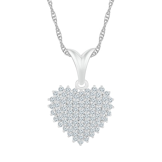Womens 3/4 CT. T.W. Natural White Diamond 10K Gold Heart 18 Inch Pendant Necklace