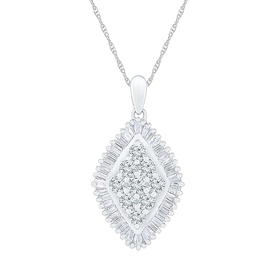 Womens 1 CT. T.W. Natural White Diamond 10K Gold 18 Inch Pendant Necklace
