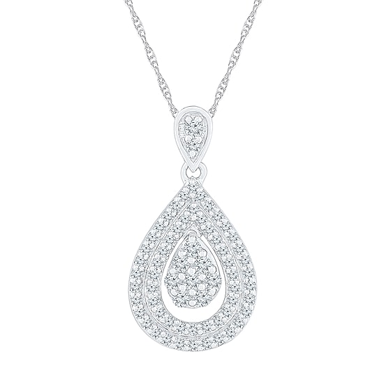 Teardrop Womens 3/8 CT. T.W. Natural White Diamond 10K Gold Pear 18 Inch Pendant Necklace
