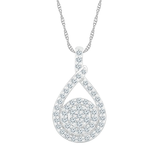 Womens 3/4 CT. T.W. Natural White Diamond 10K Gold Pear 18 Inch Pendant Necklace