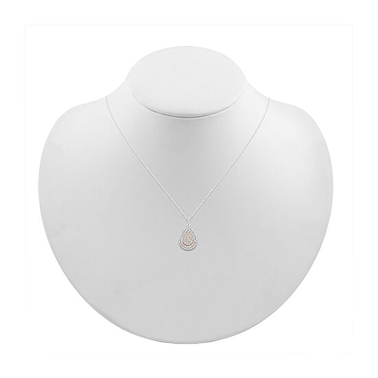 Womens 1 CT. T.W. Natural White Diamond 10K Two Tone Gold Pear 18 Inch Pendant Necklace