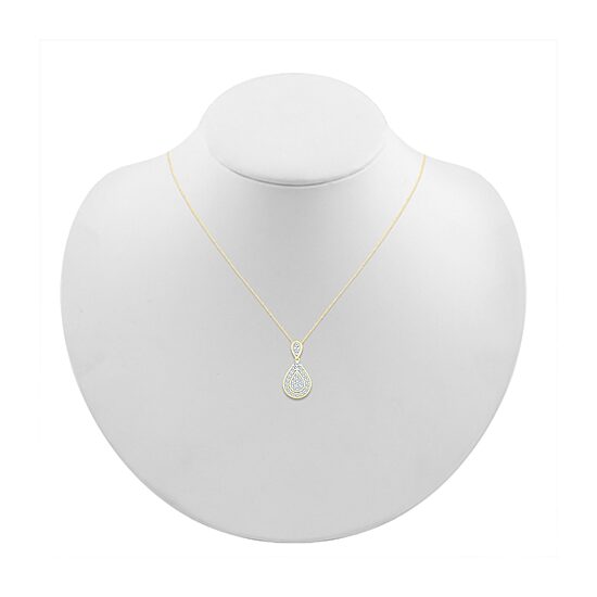 Womens 1 CT. T.W. Natural White Diamond 10K Gold Pear 18 Inch Pendant Necklace