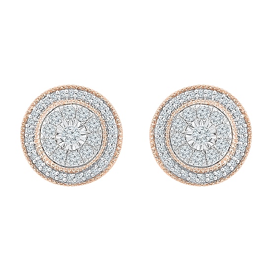 1/2 CT. T.W. Natural White Diamond 10K Two Tone Gold 10.9mm Stud Earrings