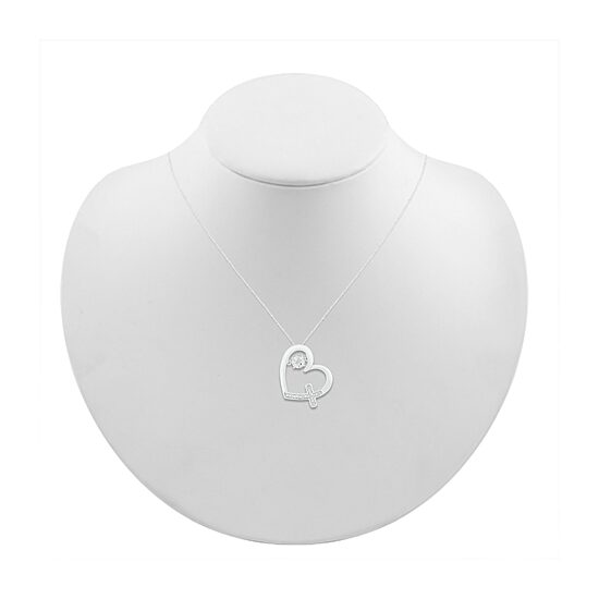 Womens Diamond Accent Natural White Diamond Sterling Silver Heart 18 Inch Pendant Necklace