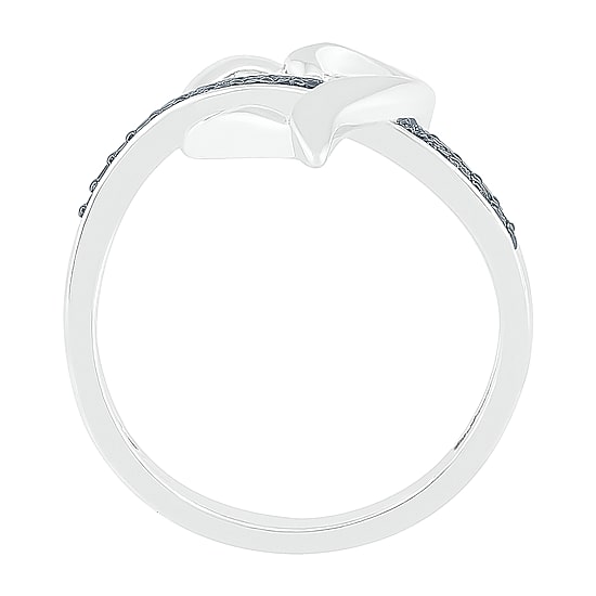 Womens Diamond Accent Natural Black Diamond Sterling Silver Heart Cocktail Ring