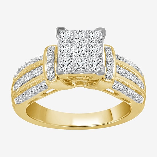 1 CT.T.W. Natural Diamond Side Stone Engagement Ring in 10K or 14K Gold