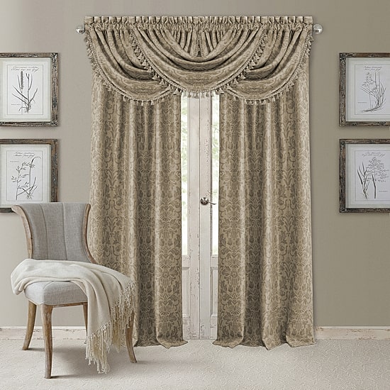 Threadmade Antonia Floral Damask Back Tab Embellished Blackout Single Curtain Panel