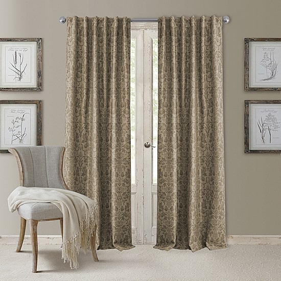 Threadmade Antonia Floral Damask Back Tab Embellished Blackout Single Curtain Panel