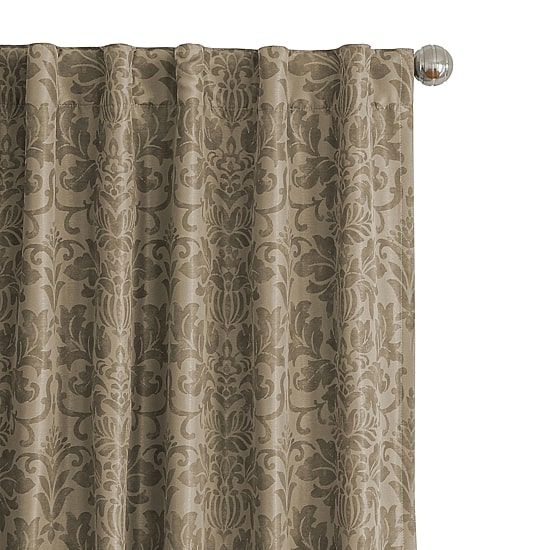 Threadmade Antonia Floral Damask Back Tab Embellished Blackout Single Curtain Panel