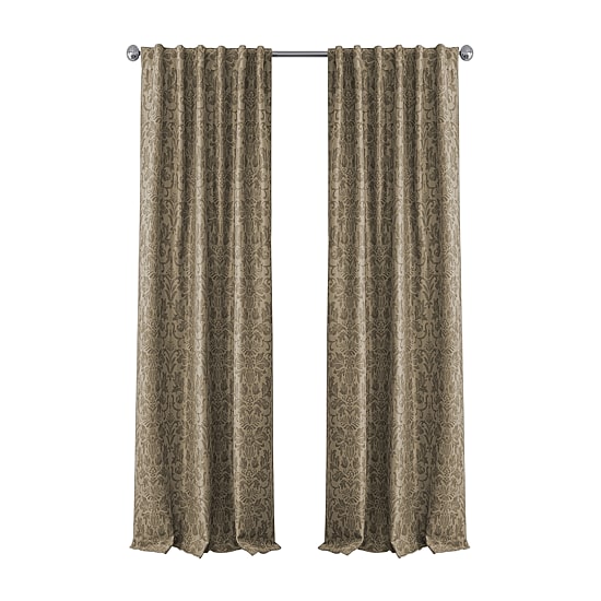 Threadmade Antonia Floral Damask Back Tab Embellished Blackout Single Curtain Panel