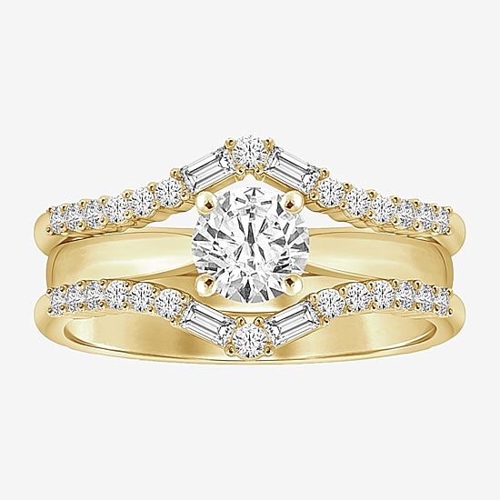 Womens 3/8 CT. T.W. Natural White Diamond 14K Gold Ring Guard