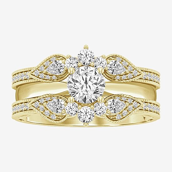 Womens 3/4 CT. T.W. Natural White Diamond 14K Gold Ring Guard