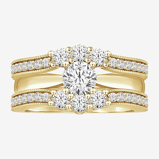 Womens 3/4 CT. T.W. Natural White Diamond 14K Gold Ring Guard