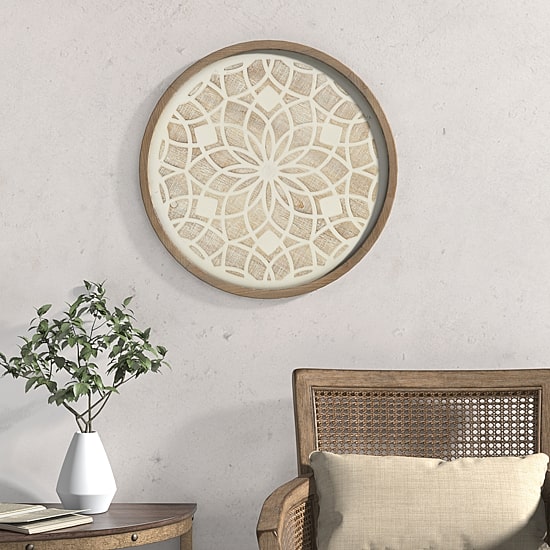 Madison Park Leah Medallion Wood Wood Wall Art