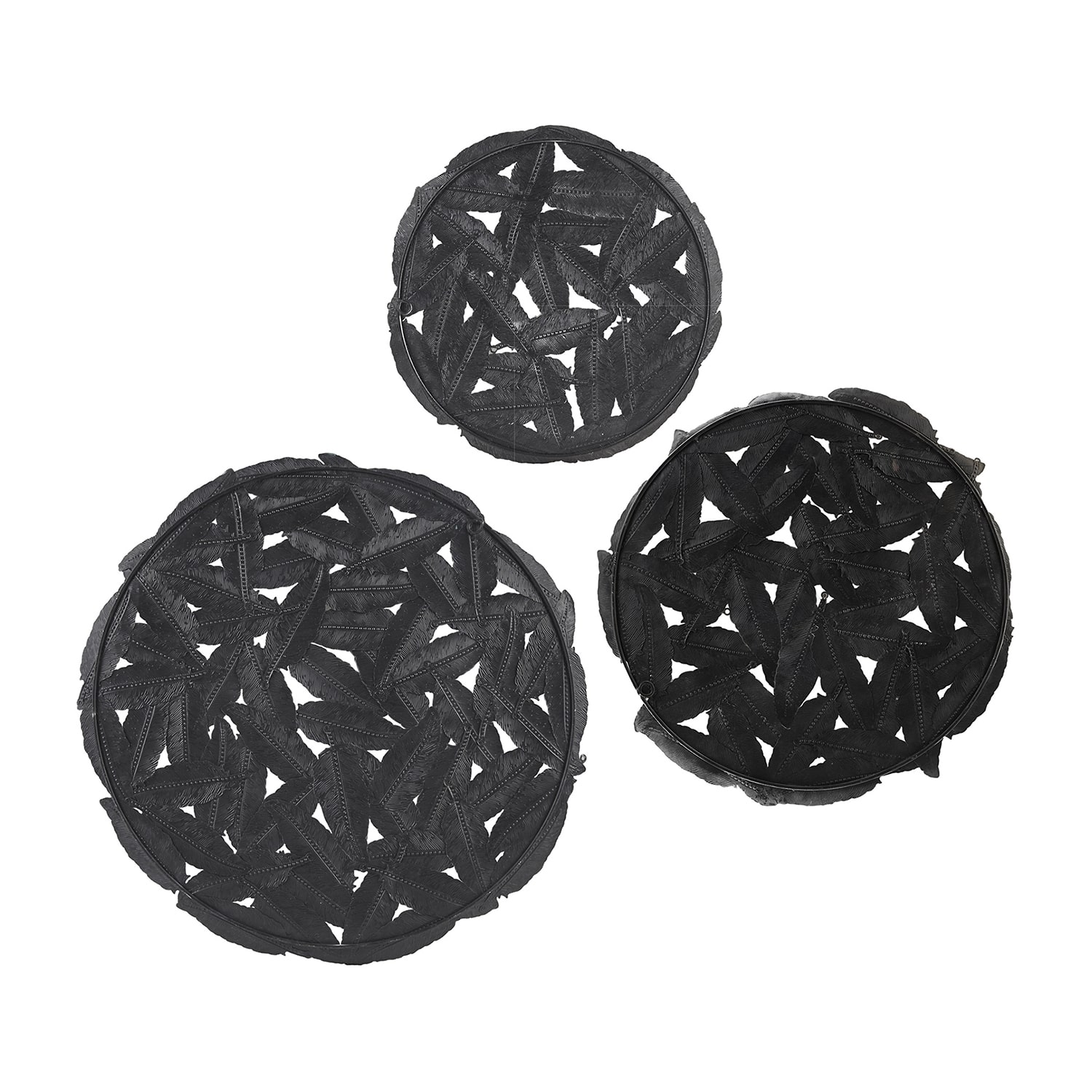 Madison Park Rosalie Textured Feather Metal Disc 3-pc. Wall Art Set