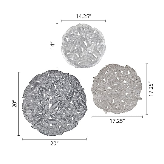 Madison Park Rosalie Textured Feather Metal Disc 3-pc. Wall Art Set