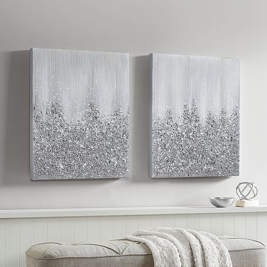 Madison Park Glimmer Heavily Embellished 2pc Set Canvas Art