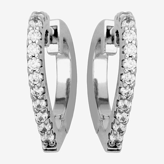Paris 1901 By Charles Garnier Womens Cubic Zirconia Sterling Silver 16.6mm Heart Hoop Earrings