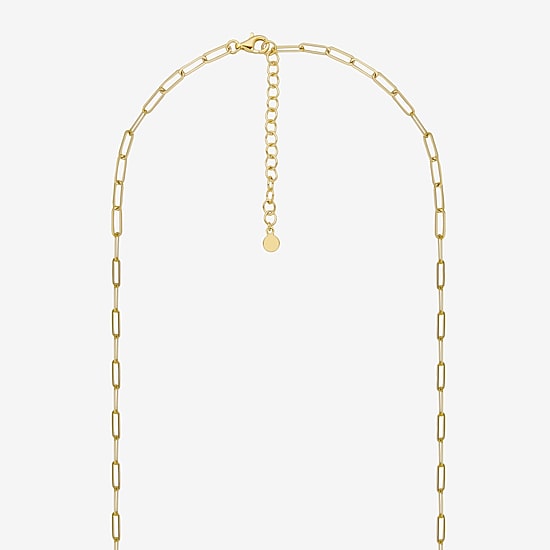 Paris 1901 By Charles Garnier Womens White Cubic Zirconia 18K Gold Over Silver Circle Paperclip 18 Inch Pendant Necklace