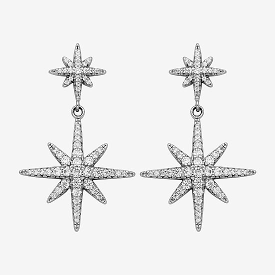 Paris 1901 By Charles Garnier North Star Womens Cubic Zirconia Sterling Silver Star Drop Earrings