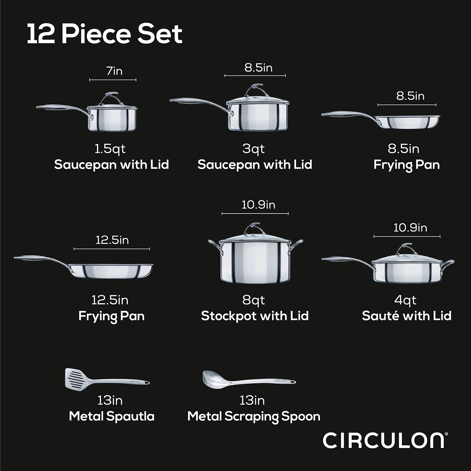 Circulon Steelshield Stainless Steel 12-pc. Cookware Set