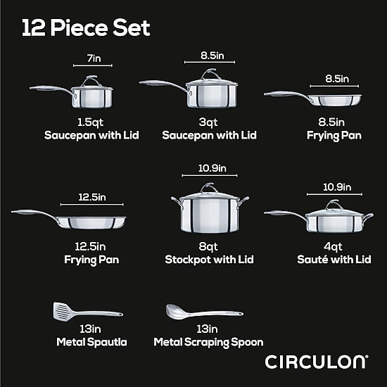 Circulon Steelshield Stainless Steel 12-pc. Cookware Set