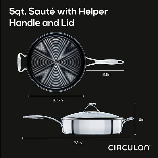 Circulon Steelshield Stainless Steel 5-qt. Saute Pan