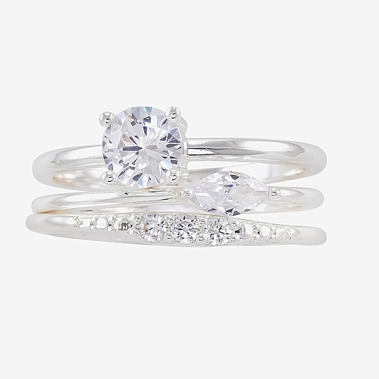 Sparkle Allure Delicate Womens Cubic Zirconia Pure Silver Over Brass Delicate Bridal Set
