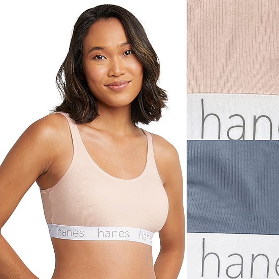 Hanes Originals Ultimate Stretch Cotton Women's Scoopneck Bralette, 2-Pack DHO102