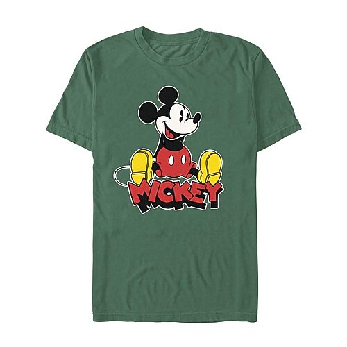 Novelty Mens Crew Neck Short Sleeve Regular Fit Mickey Mouse Graphic T-shirt In Green
