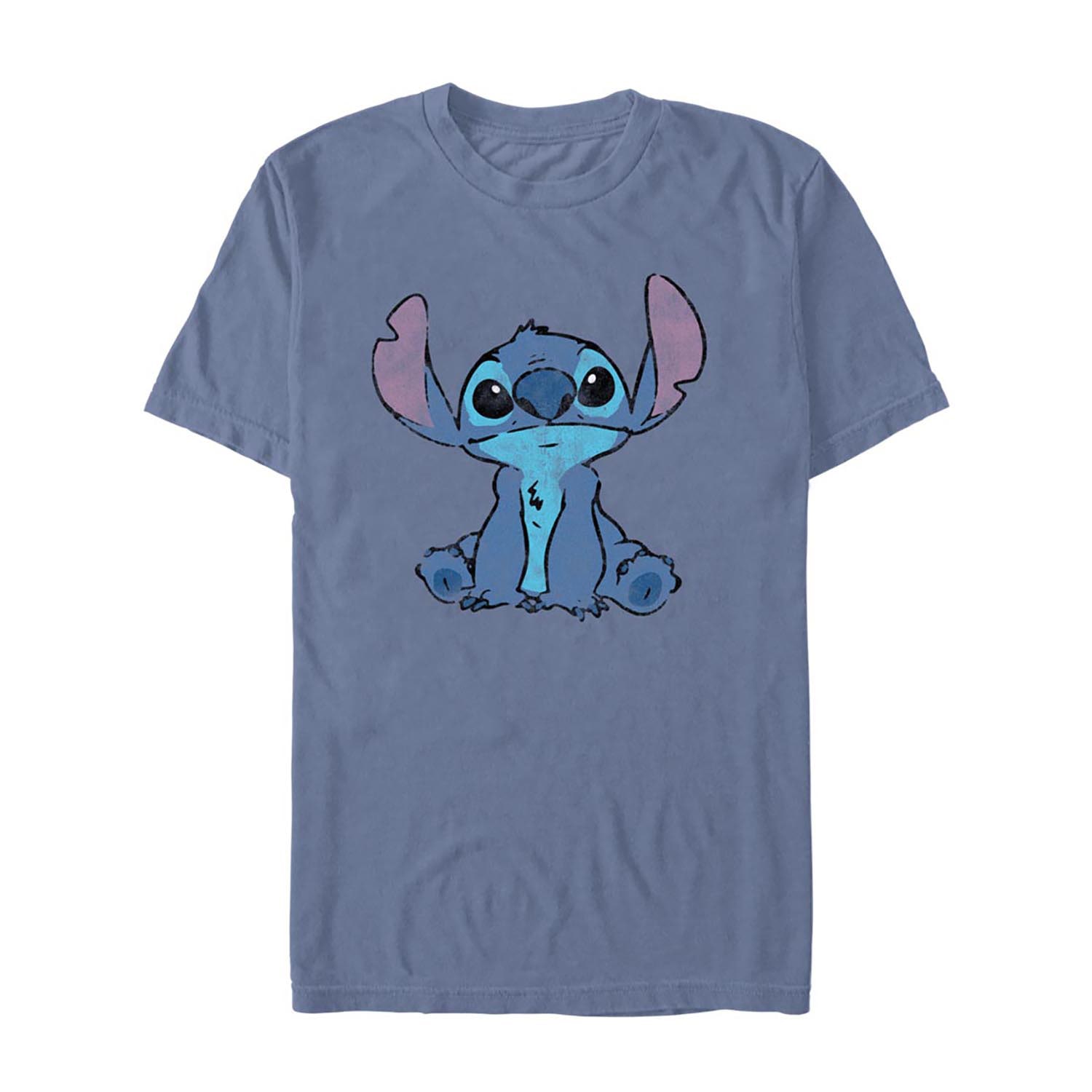 Novelty Mens Crew Neck Short Sleeve Regular Fit Lilo & Stitch Graphic T-Shirt